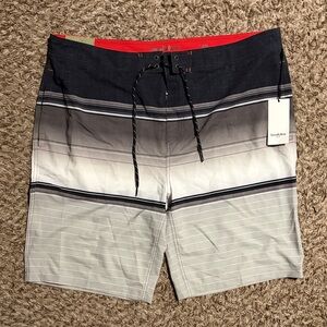 Goodfellow & Co Black and Gray Striped Swim Shorts